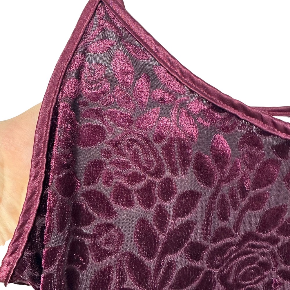 Vassarette Womens Burgundy Floral Burnout Velvet Camisole Tank Top Large RN90048 - Picture 2 of 16